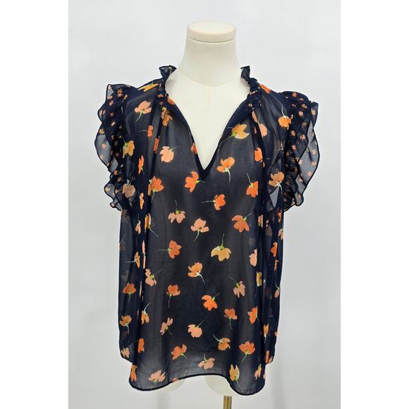 Cabi Blue Sunset Kiss Flutter Sleeve Top - Picture 1 of 5